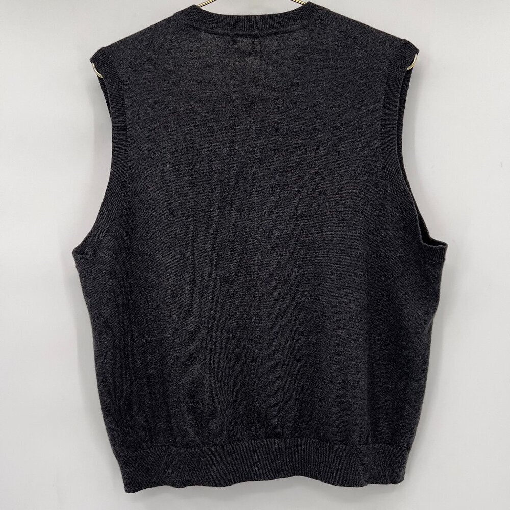 Talbots Men’s Charcoal Gray Merino Wool V-Neck fall Sweater Vest Size Large